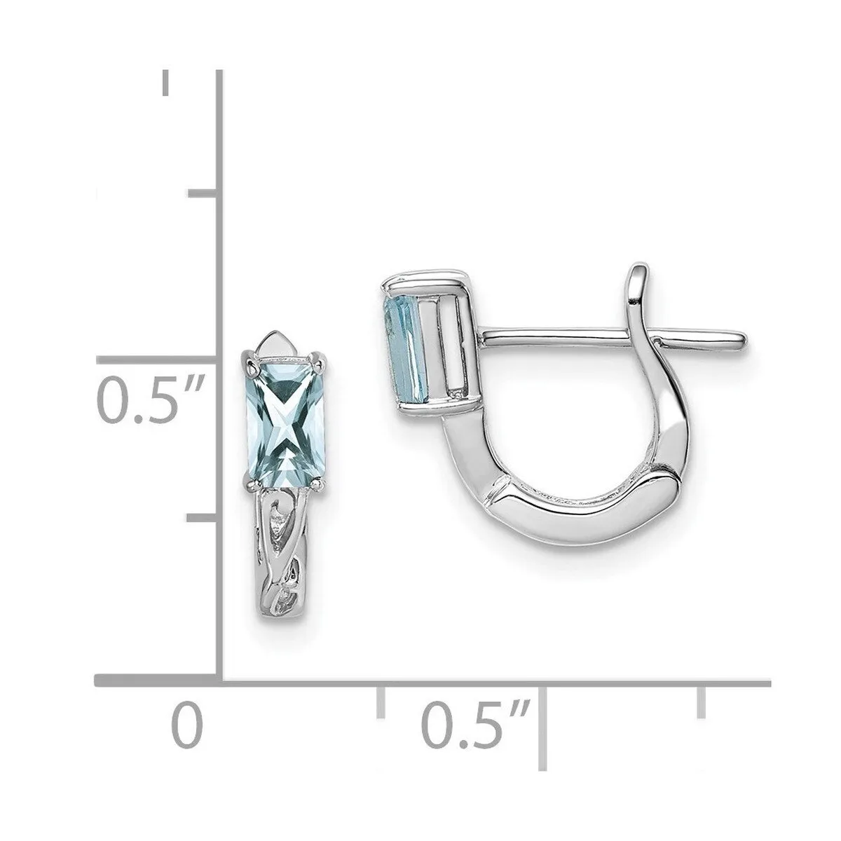 Curata 925 Sterling Silver Rhodium Plated Aquamarine Hinged Hoop Earrings - 12x11mm sold by Zulily product image thumbnail 5