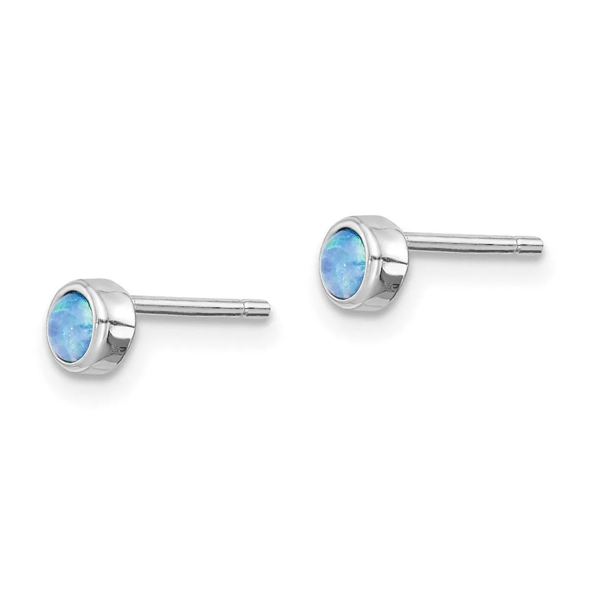 Curata 925 Sterling Silver Rhodium Plated Simulated Opal Round Post Earrings - 4.43mm sold by Zulily product image thumbnail 4