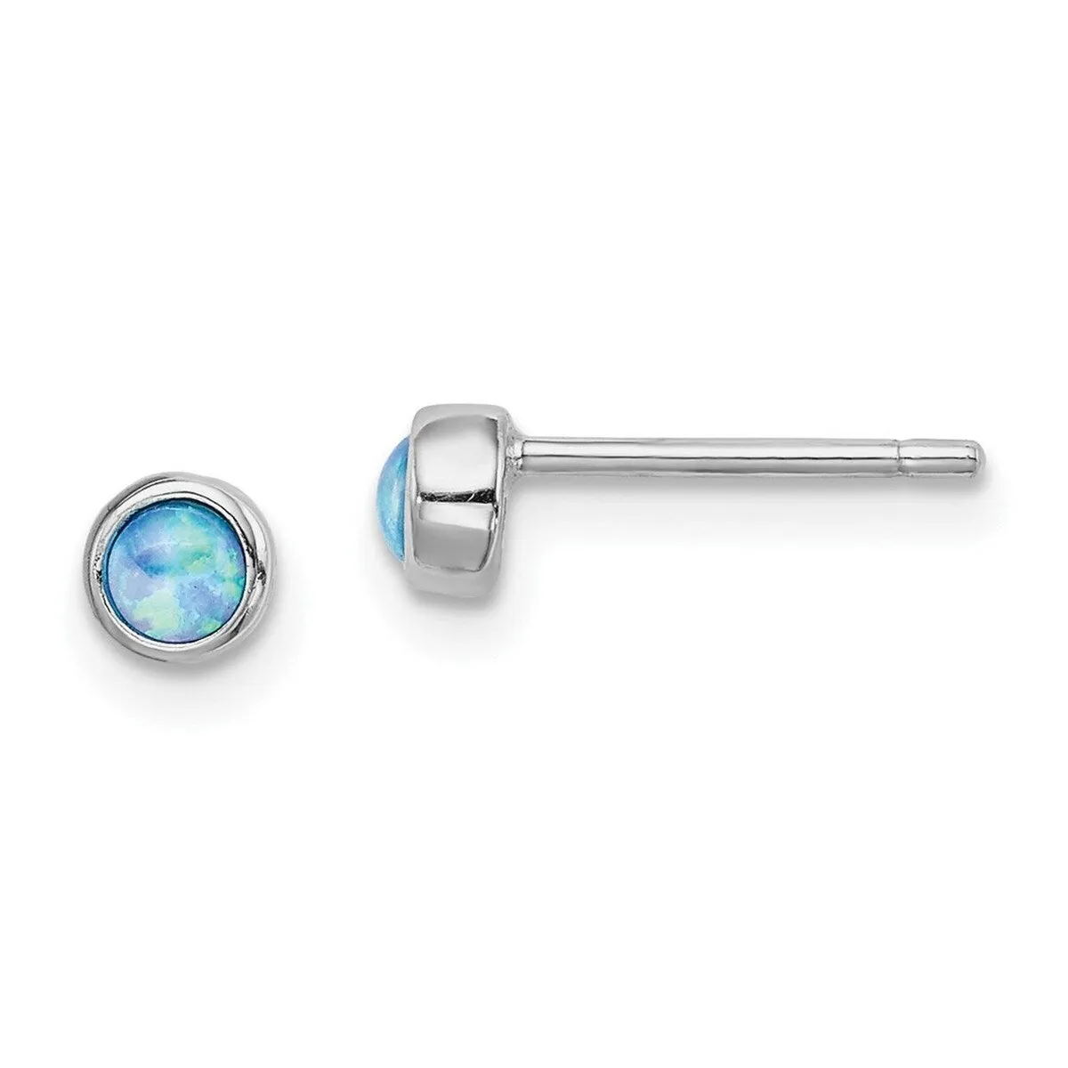 Curata 925 Sterling Silver Rhodium Plated Simulated Opal Round Post Earrings - 4.43mm sold by Zulily product image thumbnail 3