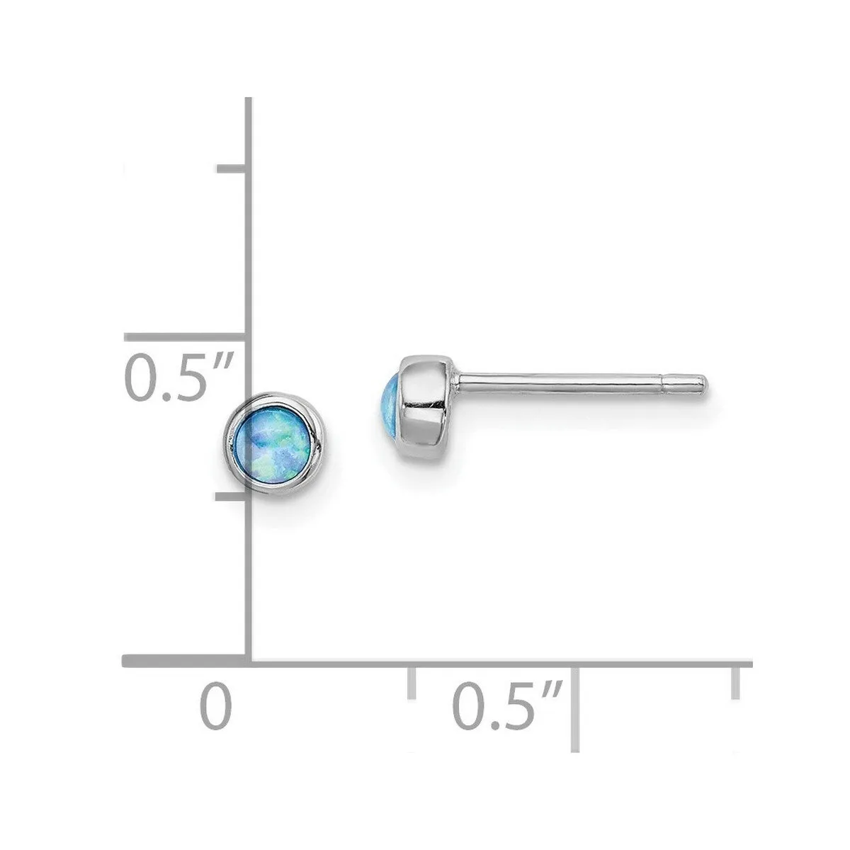 Curata 925 Sterling Silver Rhodium Plated Simulated Opal Round Post Earrings - 4.43mm sold by Zulily product image thumbnail 2