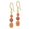 Curata 925 Sterling Silver Gold Plated Brown Cultured Pearl Aventurine Dangle Earrings - 40.5x6.6mm sold by Zulily