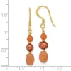 Curata 925 Sterling Silver Gold Plated Brown Cultured Pearl Aventurine Dangle Earrings - 40.5x6.6mm sold by Zulily