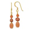 Curata 925 Sterling Silver Gold Plated Brown Cultured Pearl Aventurine Dangle Earrings - 40.5x6.6mm sold by Zulily