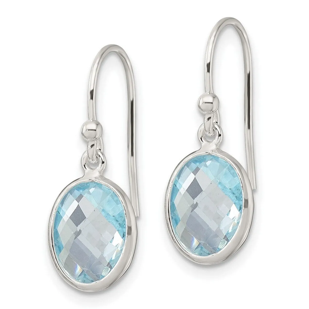 Curata 925 Sterling Silver Polished Bezel Oval Blue Topaz Dangle Earrings - 13.1x8.73mm sold by Zulily