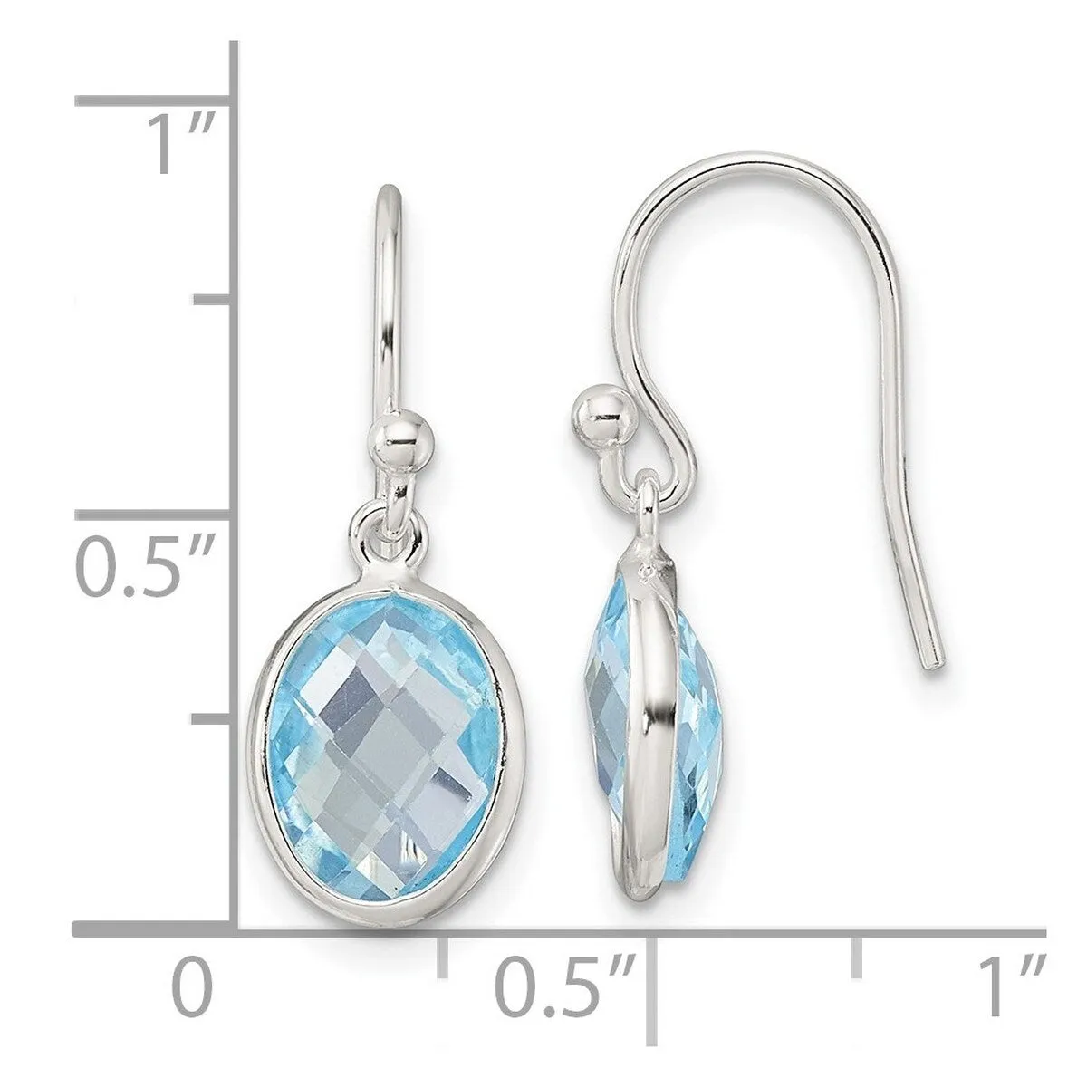 Curata 925 Sterling Silver Polished Bezel Oval Blue Topaz Dangle Earrings - 13.1x8.73mm sold by Zulily product image thumbnail 4