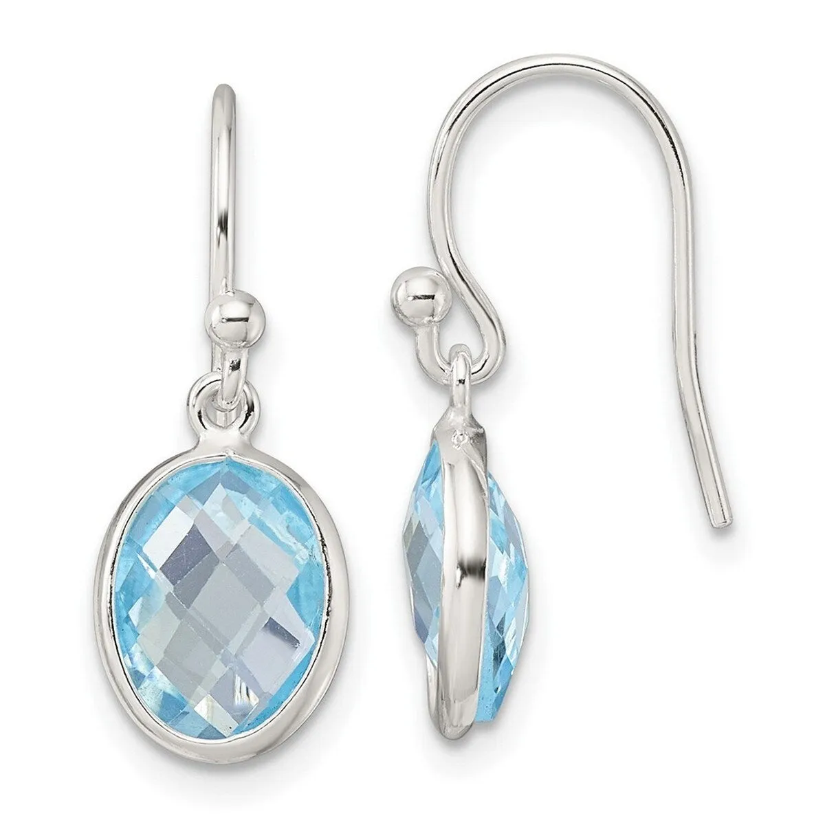 Curata 925 Sterling Silver Polished Bezel Oval Blue Topaz Dangle Earrings - 13.1x8.73mm sold by Zulily product image thumbnail 5