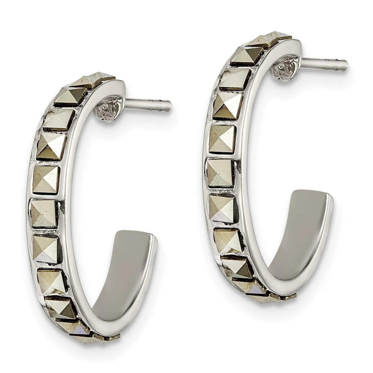 Curata 925 Sterling Silver 20x3.5mm Square Marcasite Hoop Post Earrings sold by Zulily product image thumbnail 3