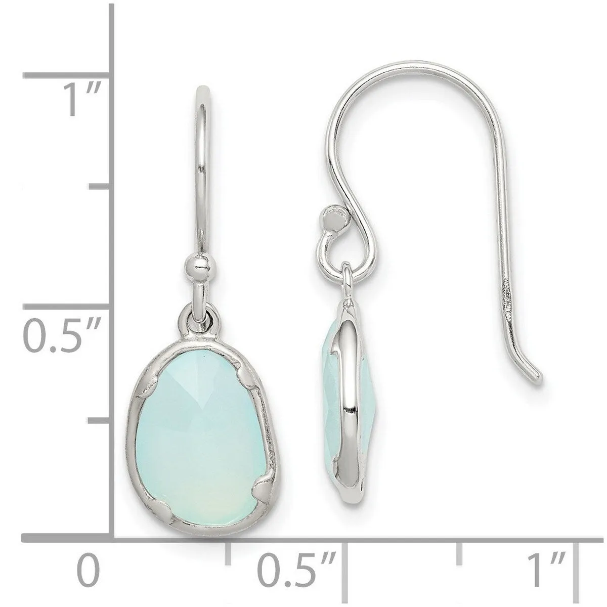 Curata 925 Sterling Silver Opaque Blue Chalcedony Dangle Hook Earrings - 26x9mm sold by Zulily product image thumbnail 3
