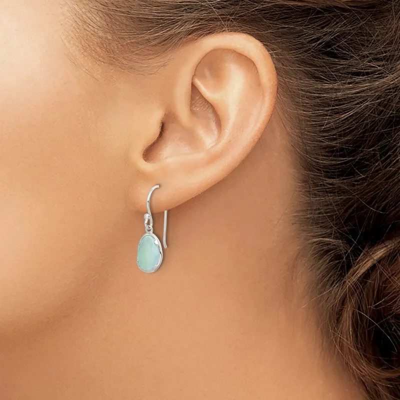 Curata 925 Sterling Silver Opaque Blue Chalcedony Dangle Hook Earrings - 26x9mm sold by Zulily