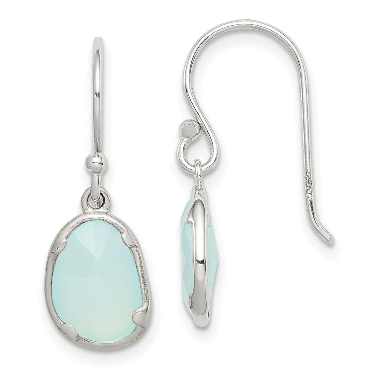 Curata 925 Sterling Silver Opaque Blue Chalcedony Dangle Hook Earrings - 26x9mm sold by Zulily product image thumbnail 2