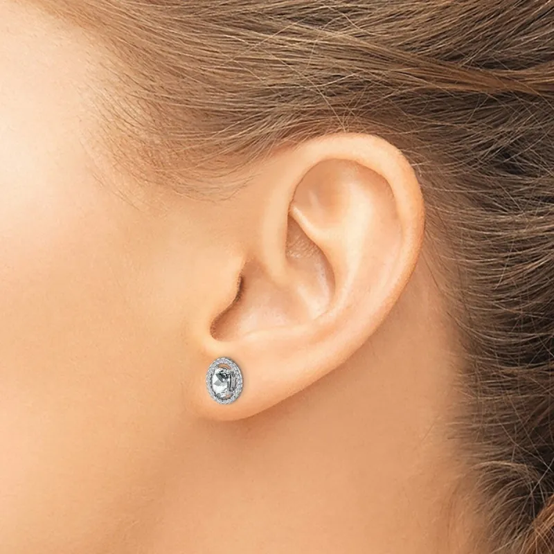 Curata 925 Sterling Silver Rhodium Plated White Topaz Oval Post Earrings - 9.6x7.85mm sold by Zulily