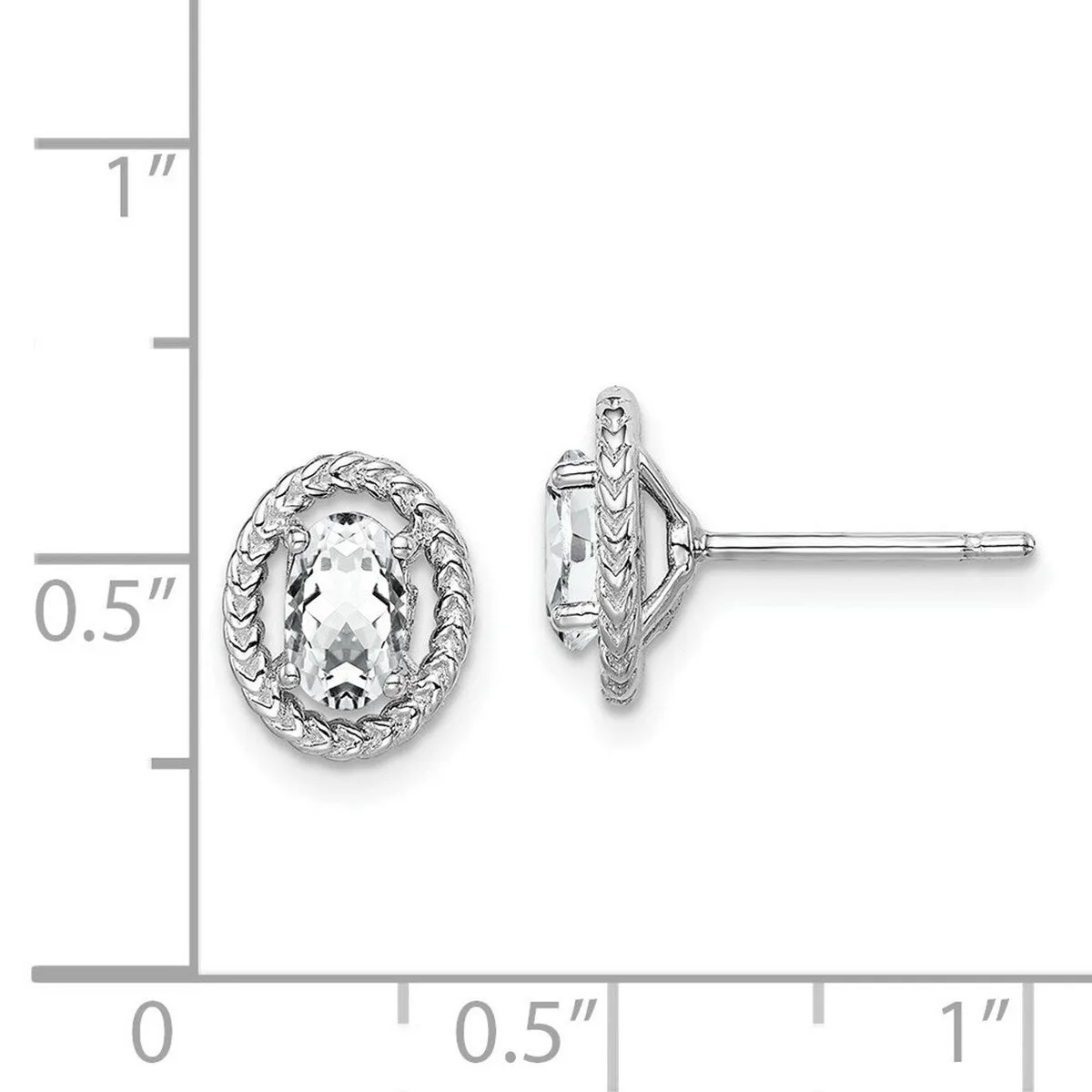 Curata 925 Sterling Silver Rhodium Plated White Topaz Oval Post Earrings - 9.6x7.85mm sold by Zulily product image thumbnail 3