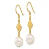 Curata 925 Sterling Silver Gold Plated Freshwater Cultured Pearl Flower Dangle Earrings - 40.5x8.6mm sold by Zulily