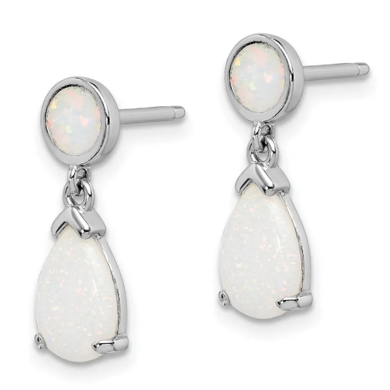 Curata 925 Sterling Silver Rhodium Plated Simulated Opal Teardrop Dangle Post Earrings - 18.27mm sold by Zulily