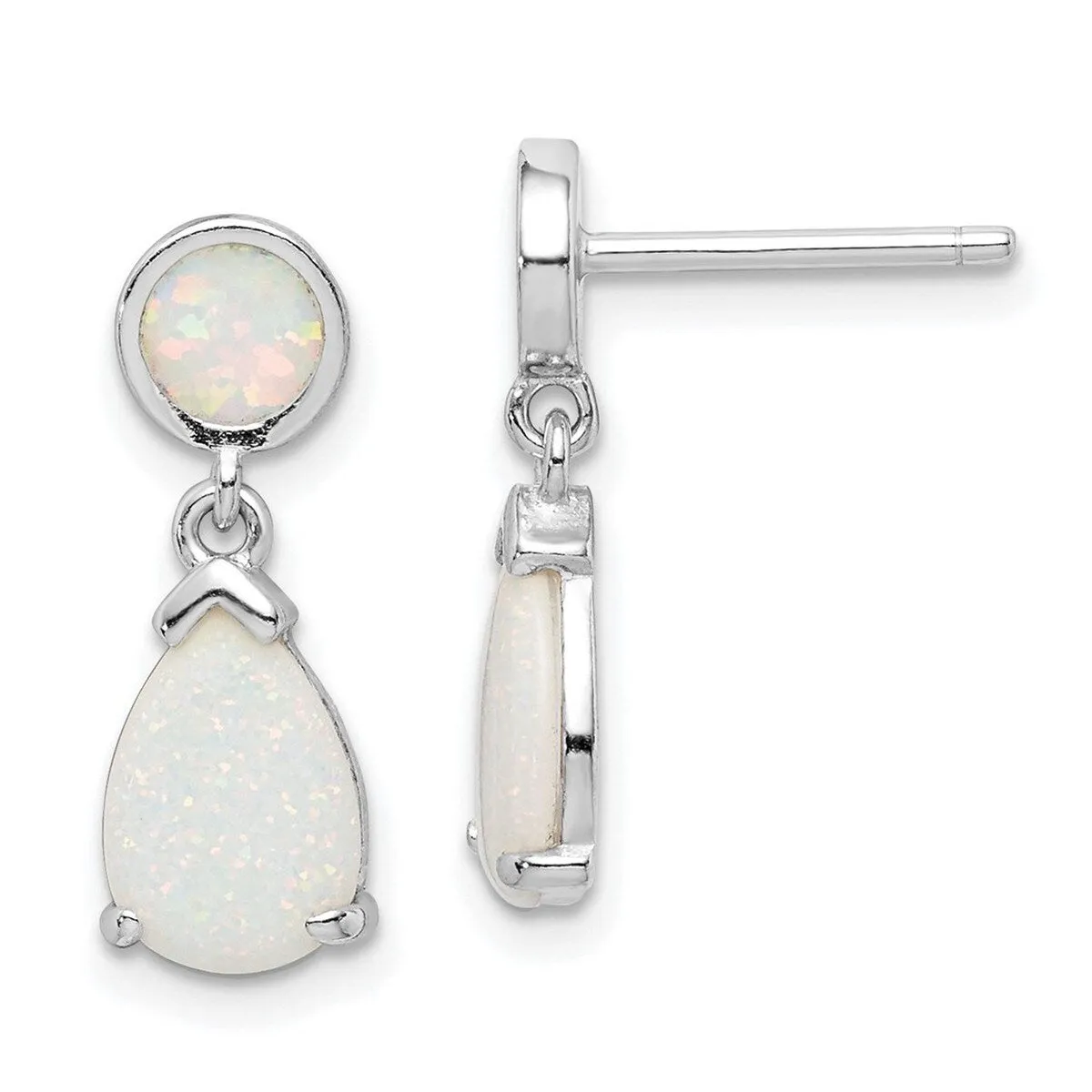 Curata 925 Sterling Silver Rhodium Plated Simulated Opal Teardrop Dangle Post Earrings - 18.27mm sold by Zulily product image thumbnail 3