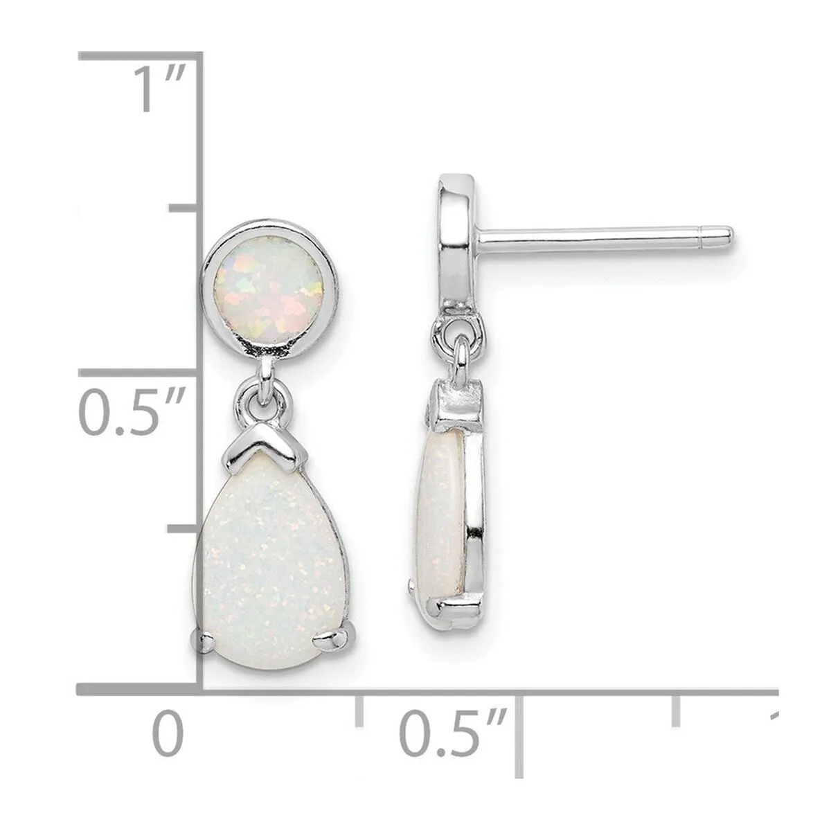 Curata 925 Sterling Silver Rhodium Plated Simulated Opal Teardrop Dangle Post Earrings - 18.27mm sold by Zulily product image thumbnail 2