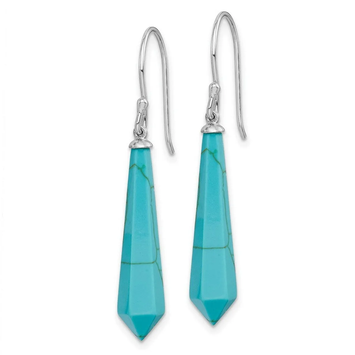 Curata 925 Sterling Silver Rhodium Plated Simulated Turquoise Dangle Earrings - 40x6.08mm sold by Zulily product image thumbnail 4