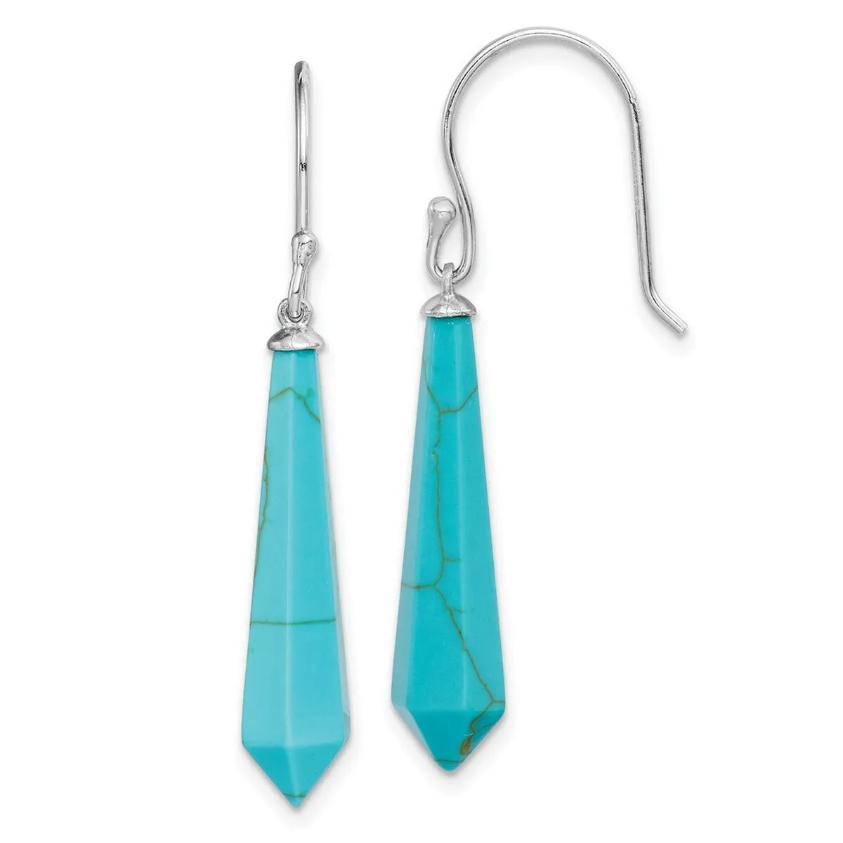 Curata 925 Sterling Silver Rhodium Plated Simulated Turquoise Dangle Earrings - 40x6.08mm sold by Zulily product image thumbnail 2