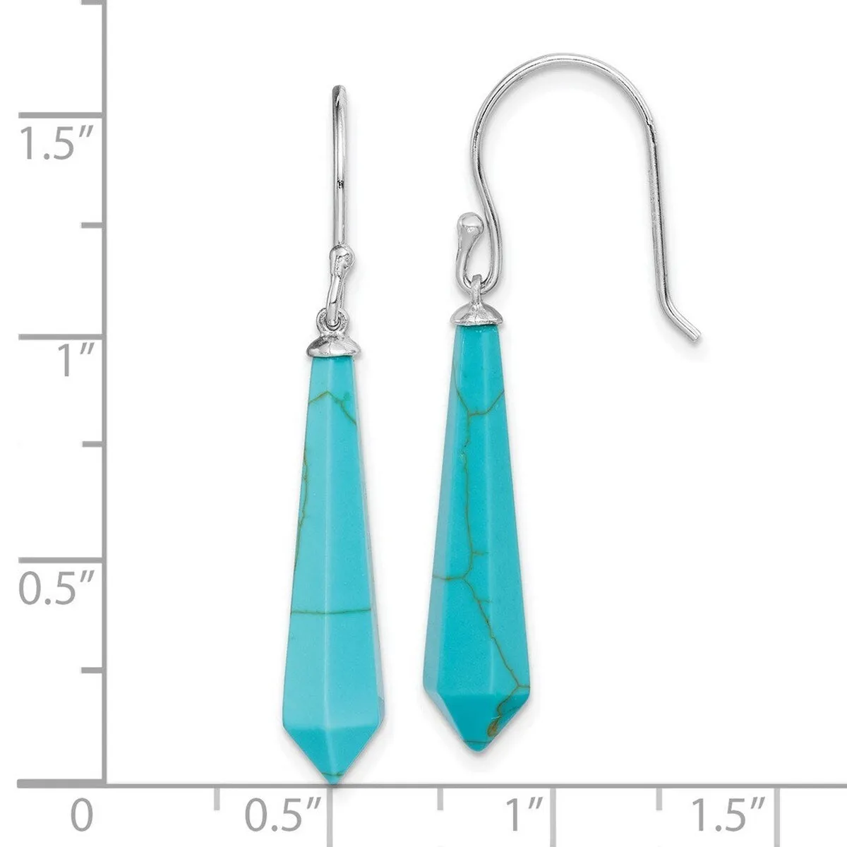 Curata 925 Sterling Silver Rhodium Plated Simulated Turquoise Dangle Earrings - 40x6.08mm sold by Zulily product image thumbnail 3