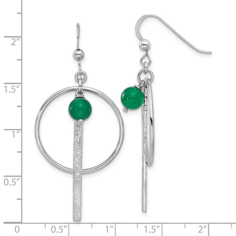 Curata 925 Sterling Silver Green Onyx Circle and Bar Dangle Earrings - 52.5x24mm sold by Zulily
