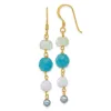 Curata 925 Sterling Silver Gold Plated Freshwater Cultured Pearl Amazonite Agate Dyed Jade Earrings - 58x8.35mm sold by Zulily