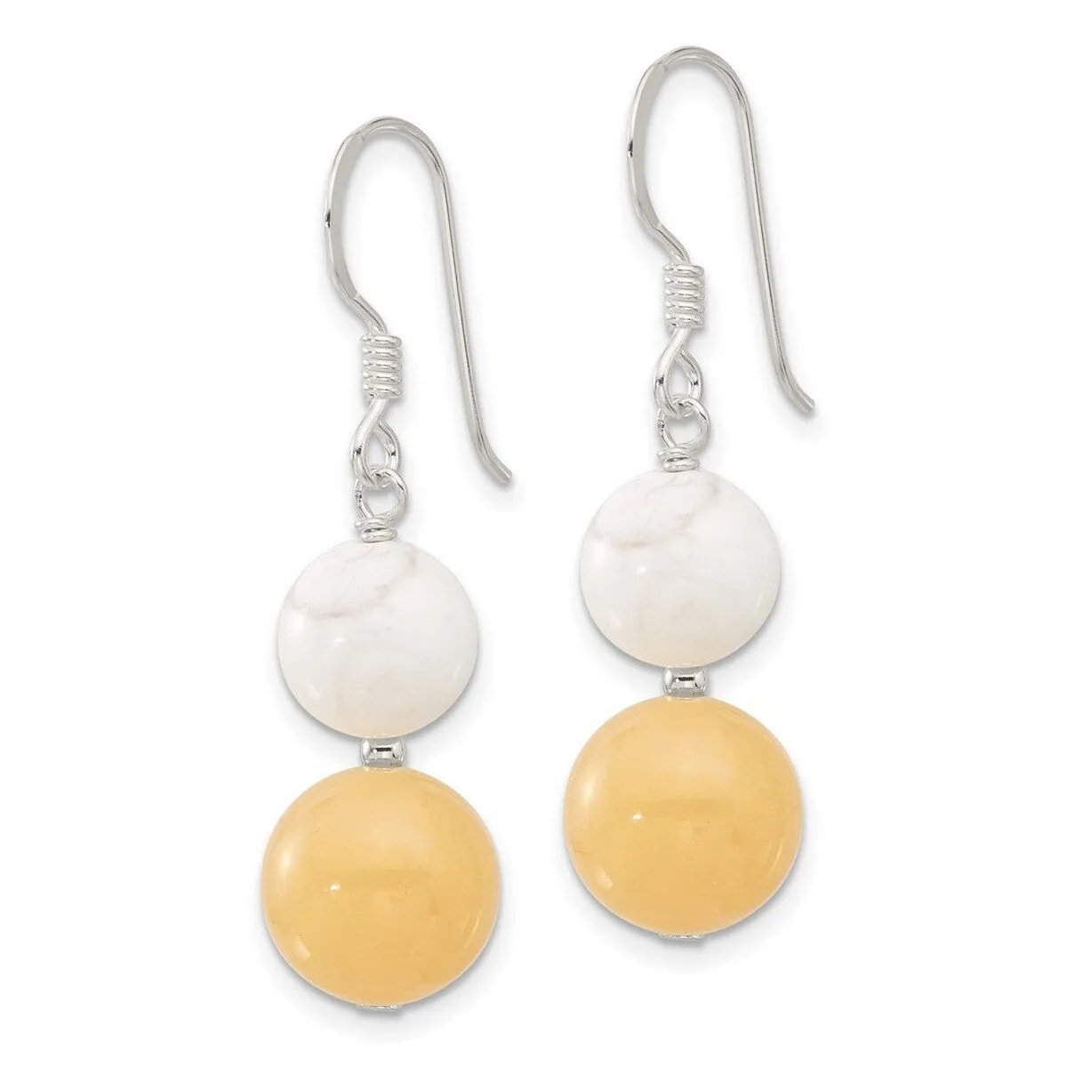 Curata 925 Sterling Silver White Howlite Yellow Dyed Jade Hook Earrings - 39x10.5mm sold by Zulily product image thumbnail 4