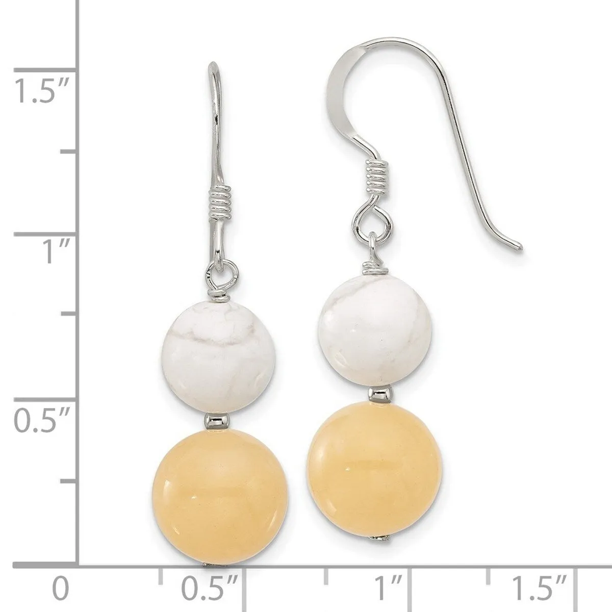 Curata 925 Sterling Silver White Howlite Yellow Dyed Jade Hook Earrings - 39x10.5mm sold by Zulily product image thumbnail 2