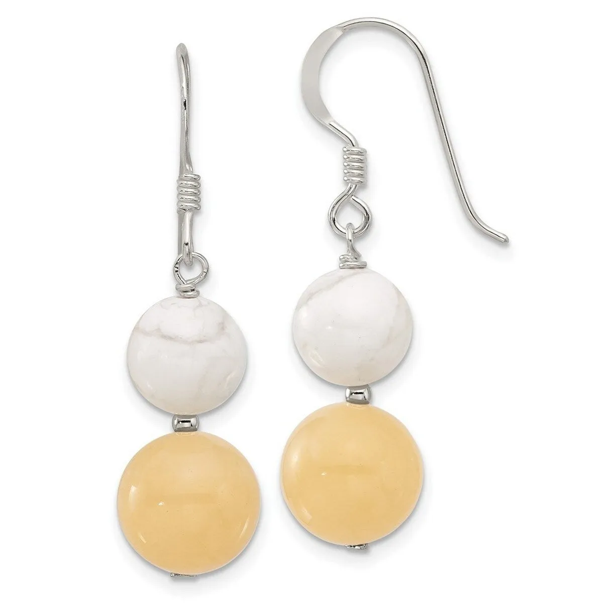 Curata 925 Sterling Silver White Howlite Yellow Dyed Jade Hook Earrings - 39x10.5mm sold by Zulily product image thumbnail 3