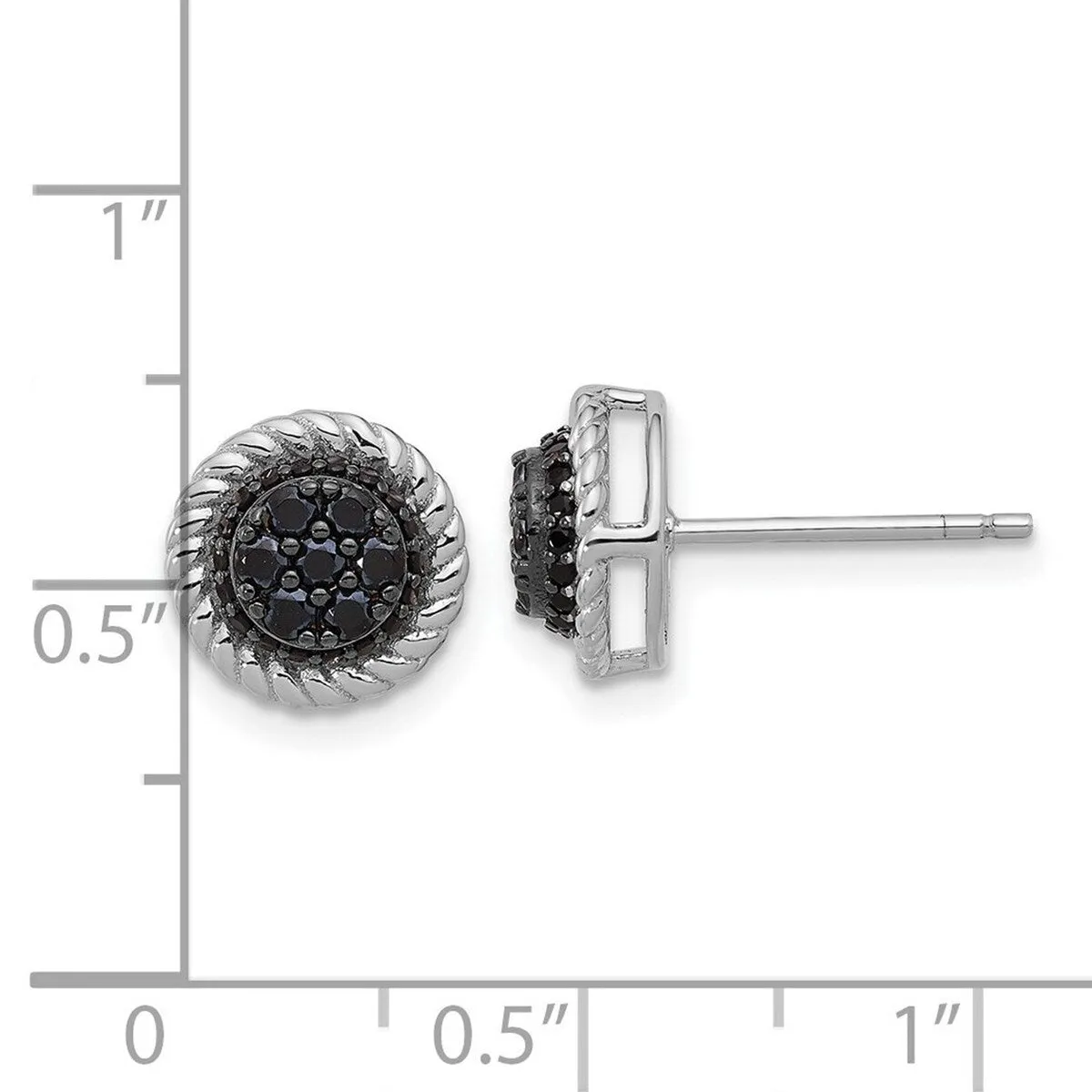Curata 925 Sterling Silver Rhodium Plated 9.6mm Black Spinel Round Post Earrings sold by Zulily product image thumbnail 2
