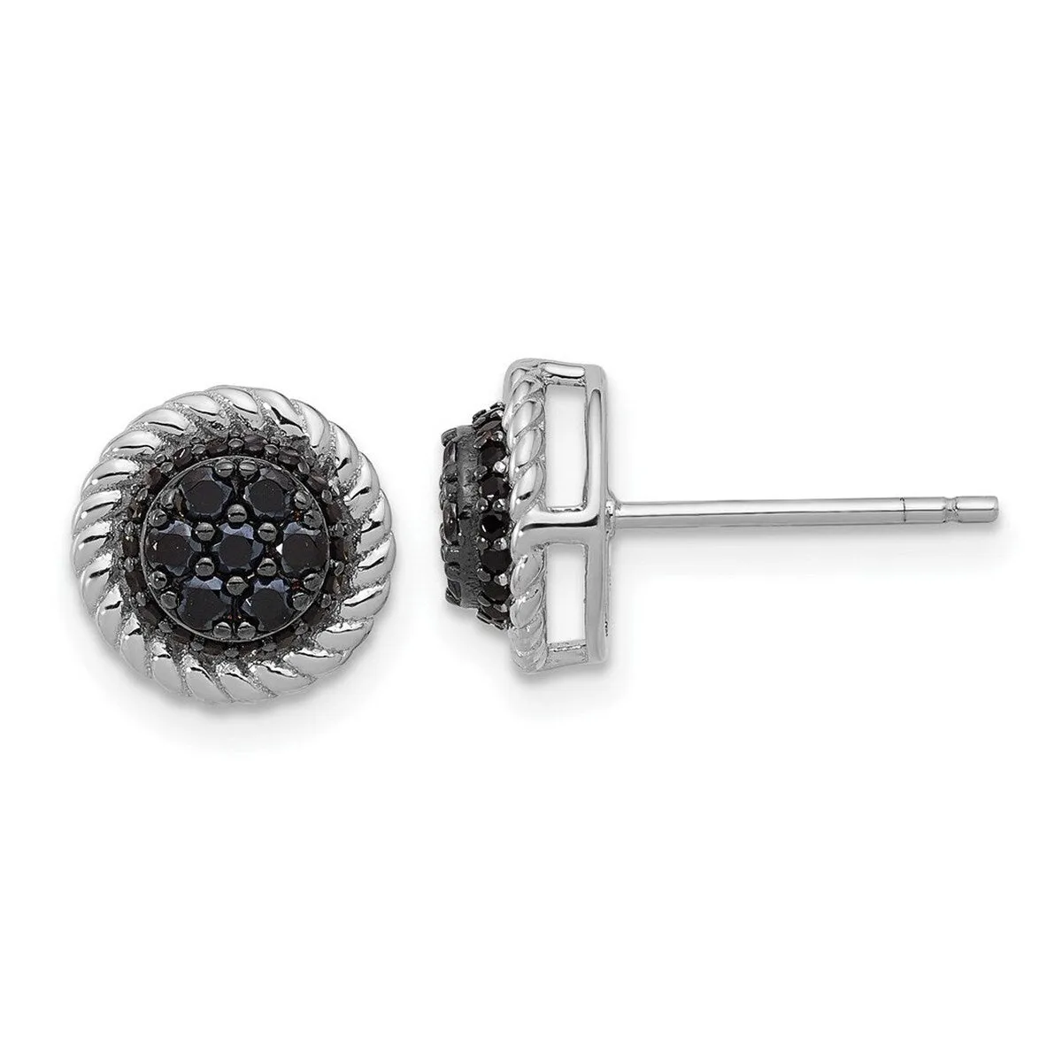 Curata 925 Sterling Silver Rhodium Plated 9.6mm Black Spinel Round Post Earrings sold by Zulily product image thumbnail 3