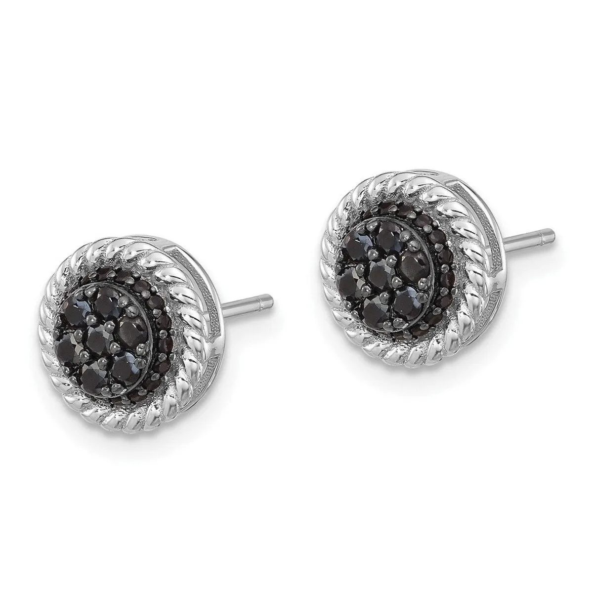 Curata 925 Sterling Silver Rhodium Plated 9.6mm Black Spinel Round Post Earrings sold by Zulily product image thumbnail 4