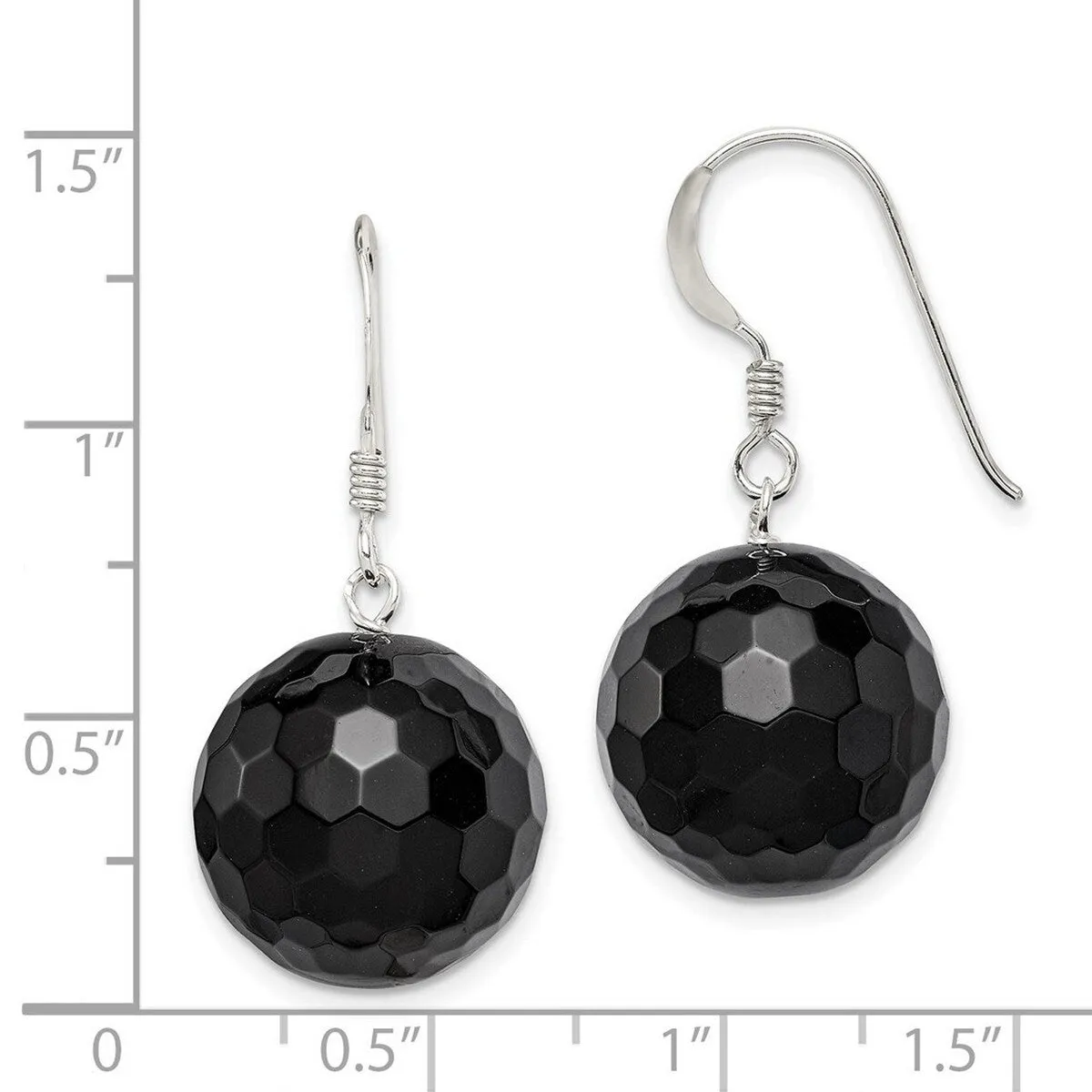 Curata 925 Sterling Silver Hook 16.5mm Faceted Onyx Bead Earrings - 35x17mm sold by Zulily product image thumbnail 4
