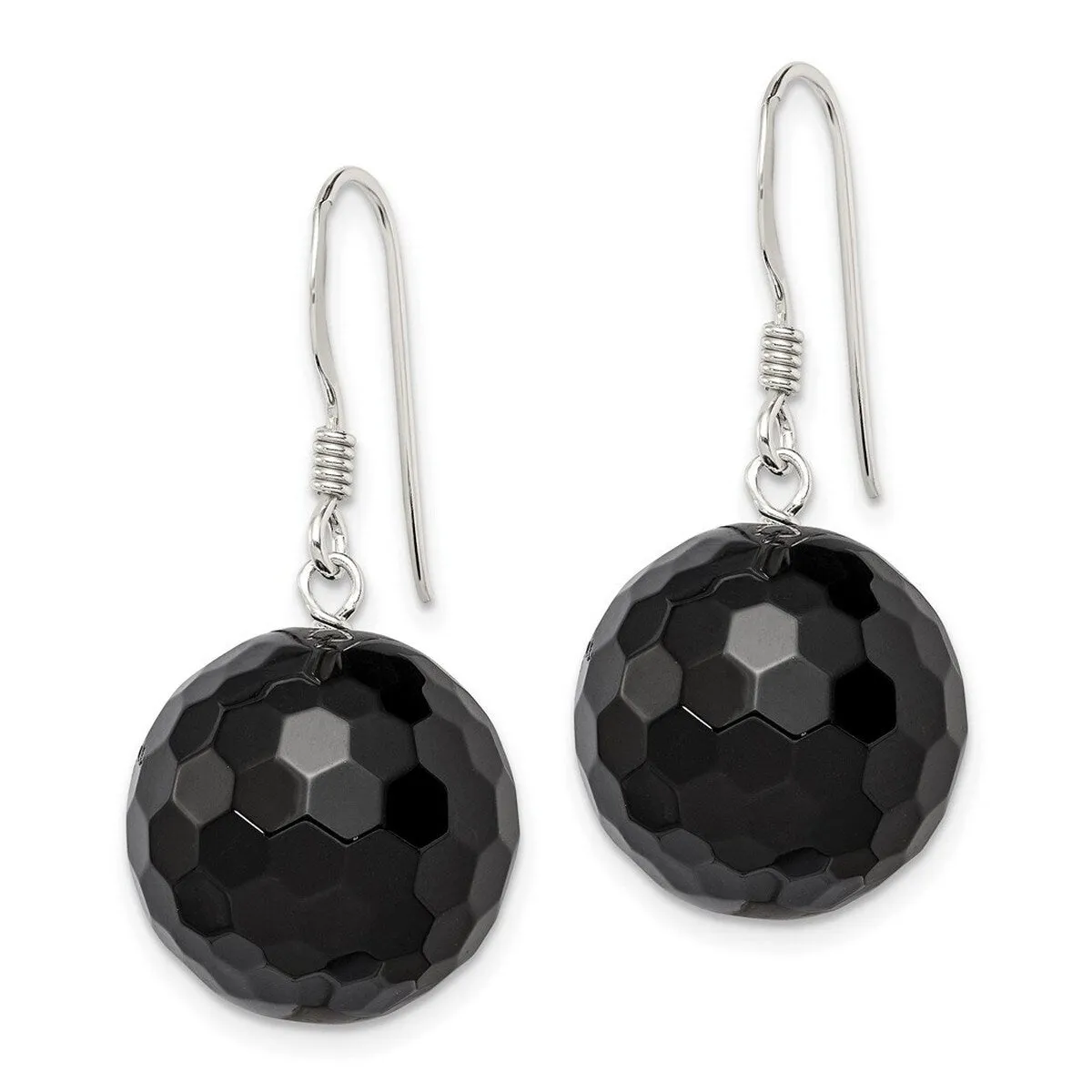 Curata 925 Sterling Silver Hook 16.5mm Faceted Onyx Bead Earrings - 35x17mm sold by Zulily product image thumbnail 5