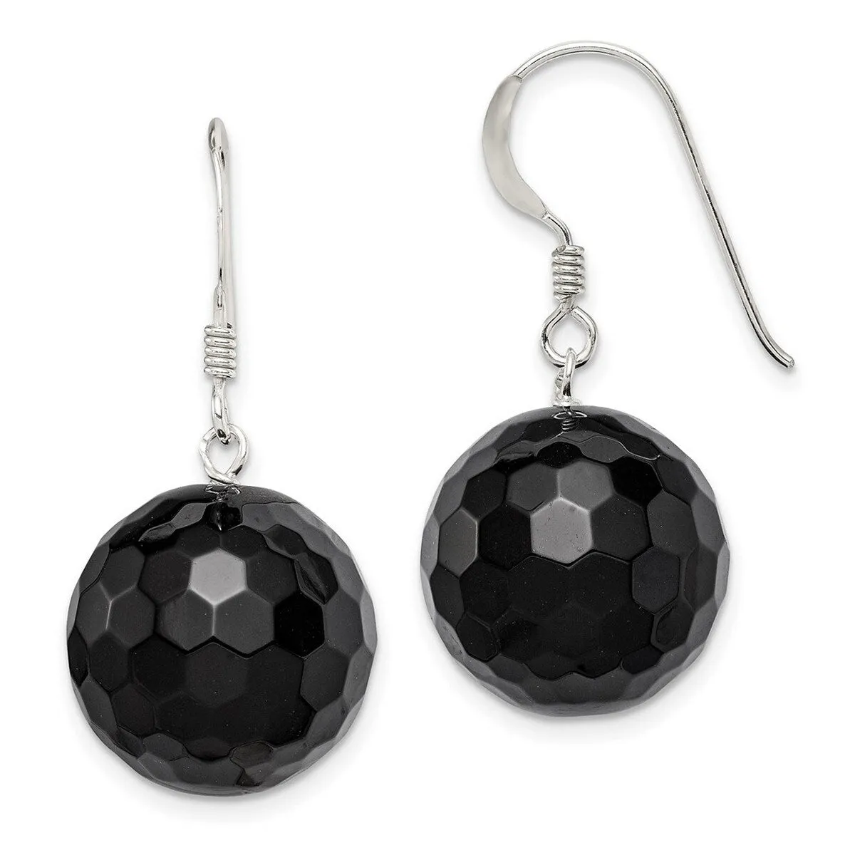 Curata 925 Sterling Silver Hook 16.5mm Faceted Onyx Bead Earrings - 35x17mm sold by Zulily product image thumbnail 3