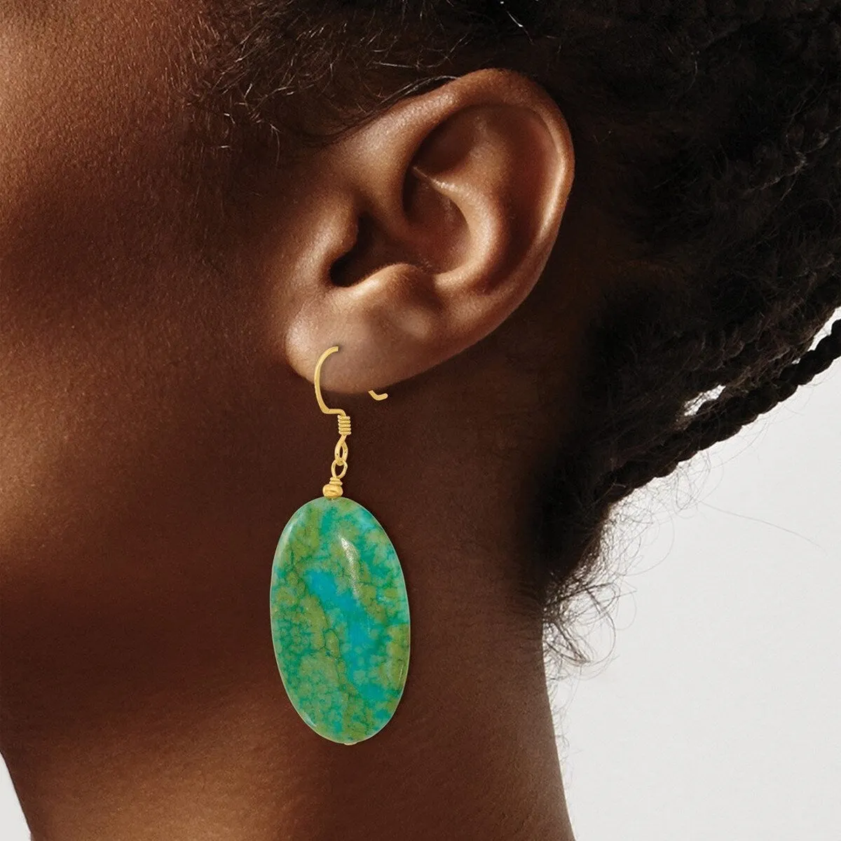 Curata 925 Sterling Silver Gold Plated Simulated Serpentine Earrings - 55.25x22.3mm sold by Zulily product image thumbnail 4