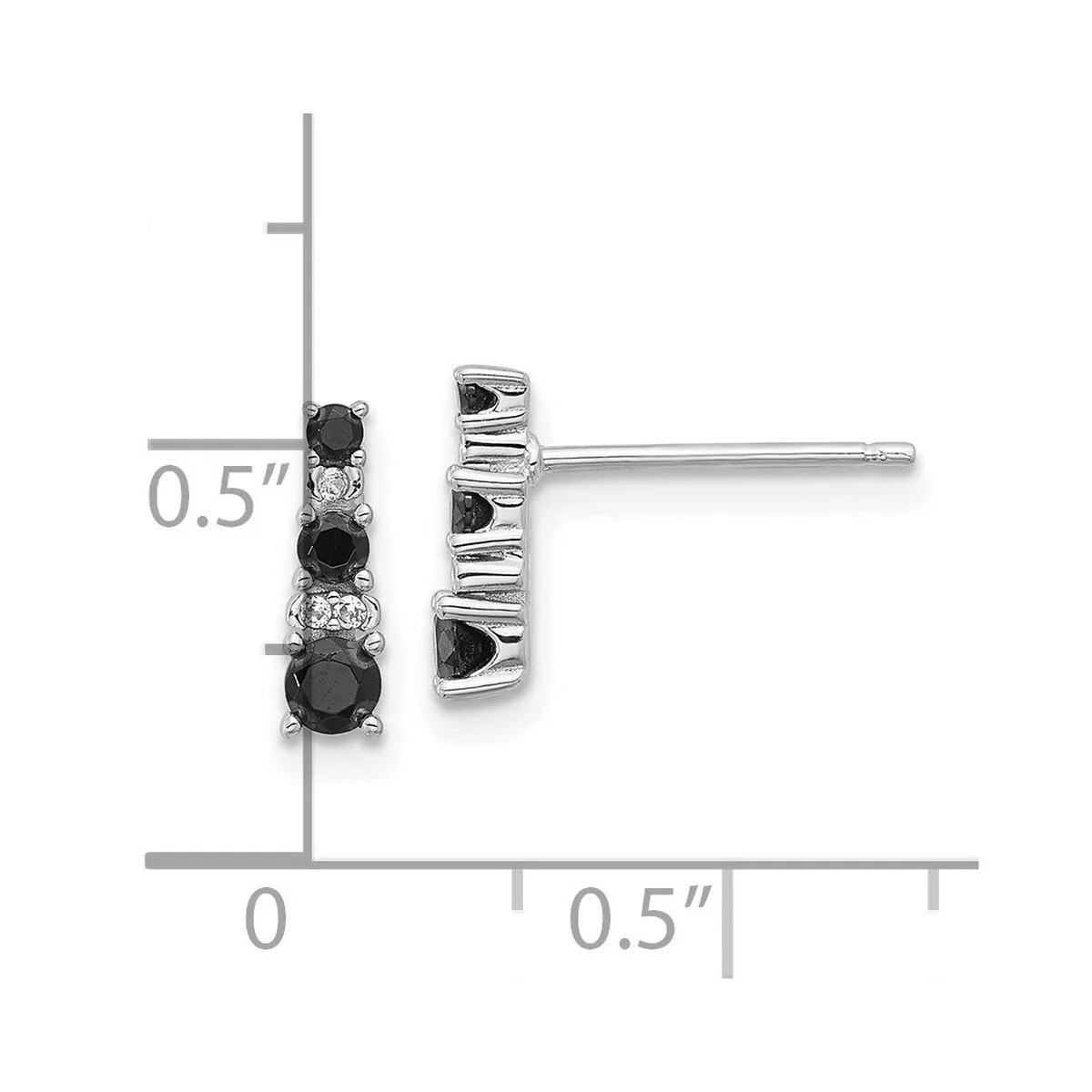 Curata 925 Sterling Silver Rhodium Plated Black Spinel White Sapphire Post Earrings - 10.45x3.2mm sold by Zulily product image thumbnail 3