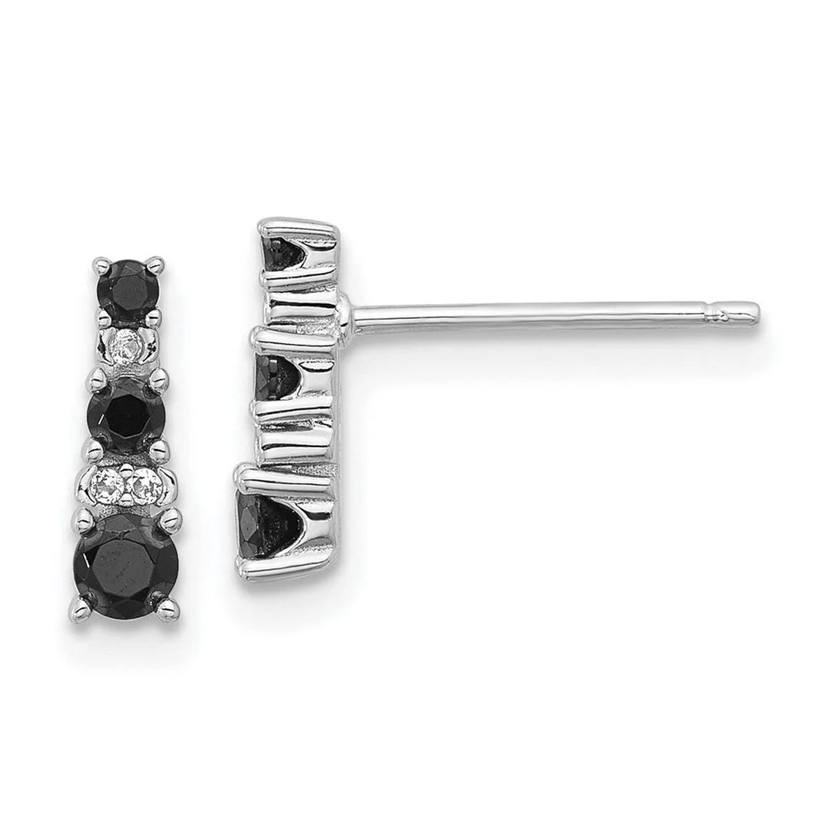 Curata 925 Sterling Silver Rhodium Plated Black Spinel White Sapphire Post Earrings - 10.45x3.2mm sold by Zulily product image thumbnail 2