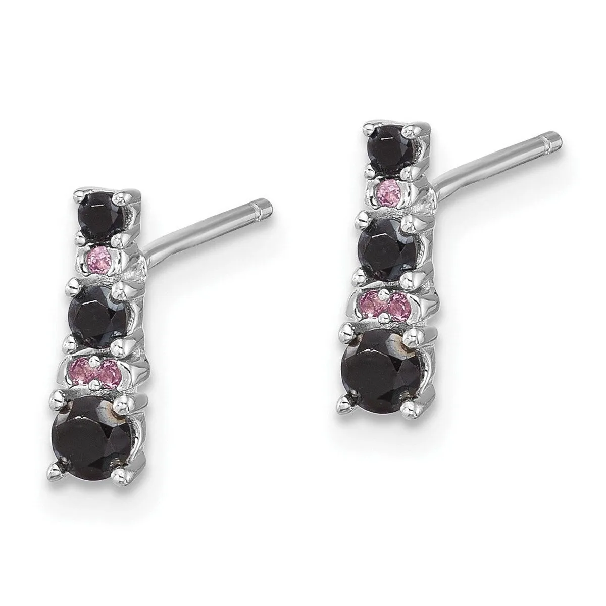 Curata 925 Sterling Silver Rhodium Plated Black Spinel White Sapphire Post Earrings - 10.45x3.2mm sold by Zulily product image thumbnail 4