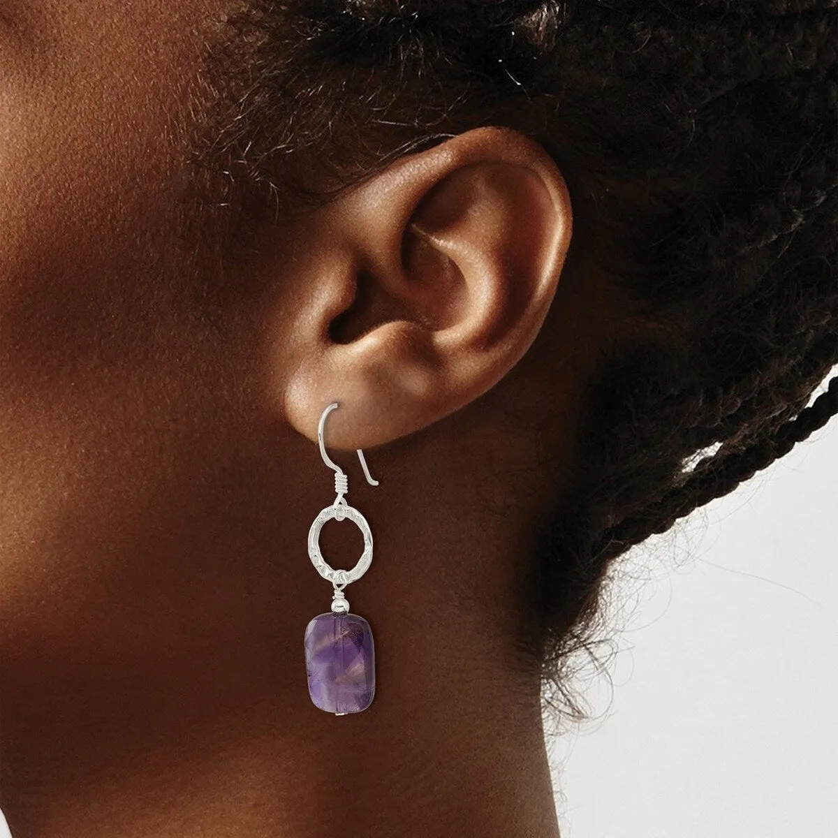 Curata 925 Sterling Silver Opaque Amethyst Dangle Hook Earrings - 44x11mm sold by Zulily