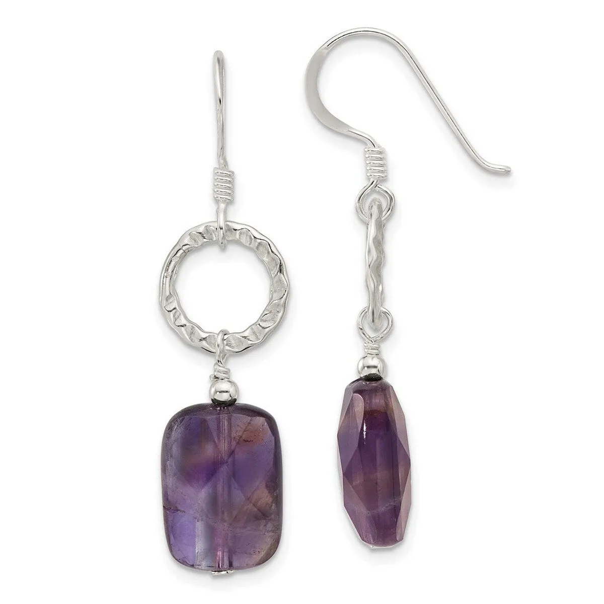 Curata 925 Sterling Silver Opaque Amethyst Dangle Hook Earrings - 44x11mm sold by Zulily product image thumbnail 2
