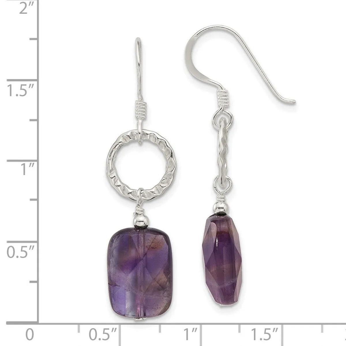Curata 925 Sterling Silver Opaque Amethyst Dangle Hook Earrings - 44x11mm sold by Zulily product image thumbnail 3