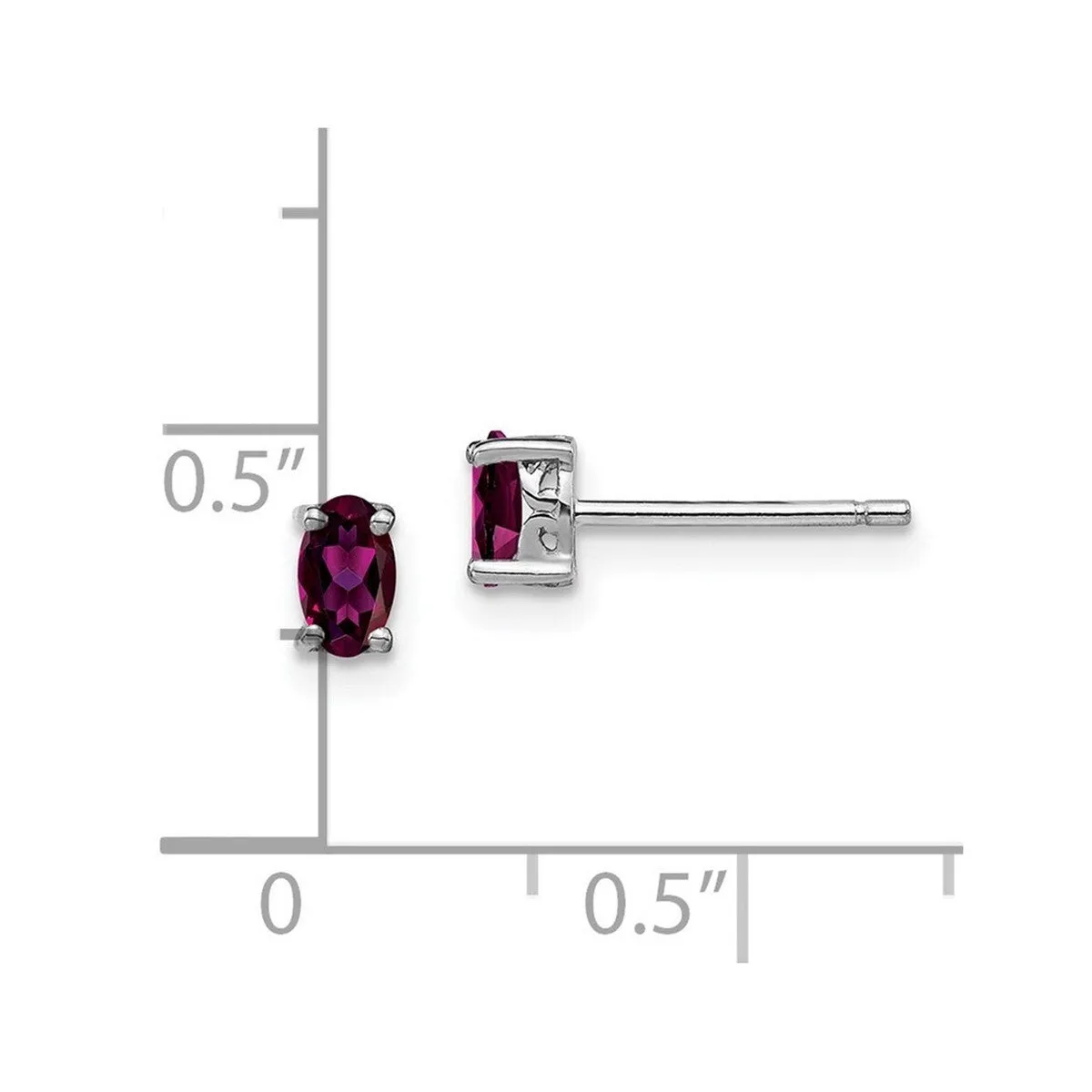 Curata 925 Sterling Silver Rhodium Plated Oval Rhodolite Garnet Post Earrings - 5x3mm sold by Zulily product image thumbnail 3