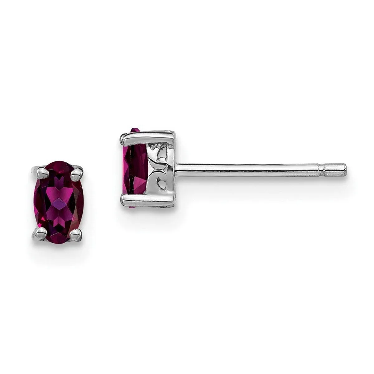 Curata 925 Sterling Silver Rhodium Plated Oval Rhodolite Garnet Post Earrings - 5x3mm sold by Zulily product image thumbnail 2