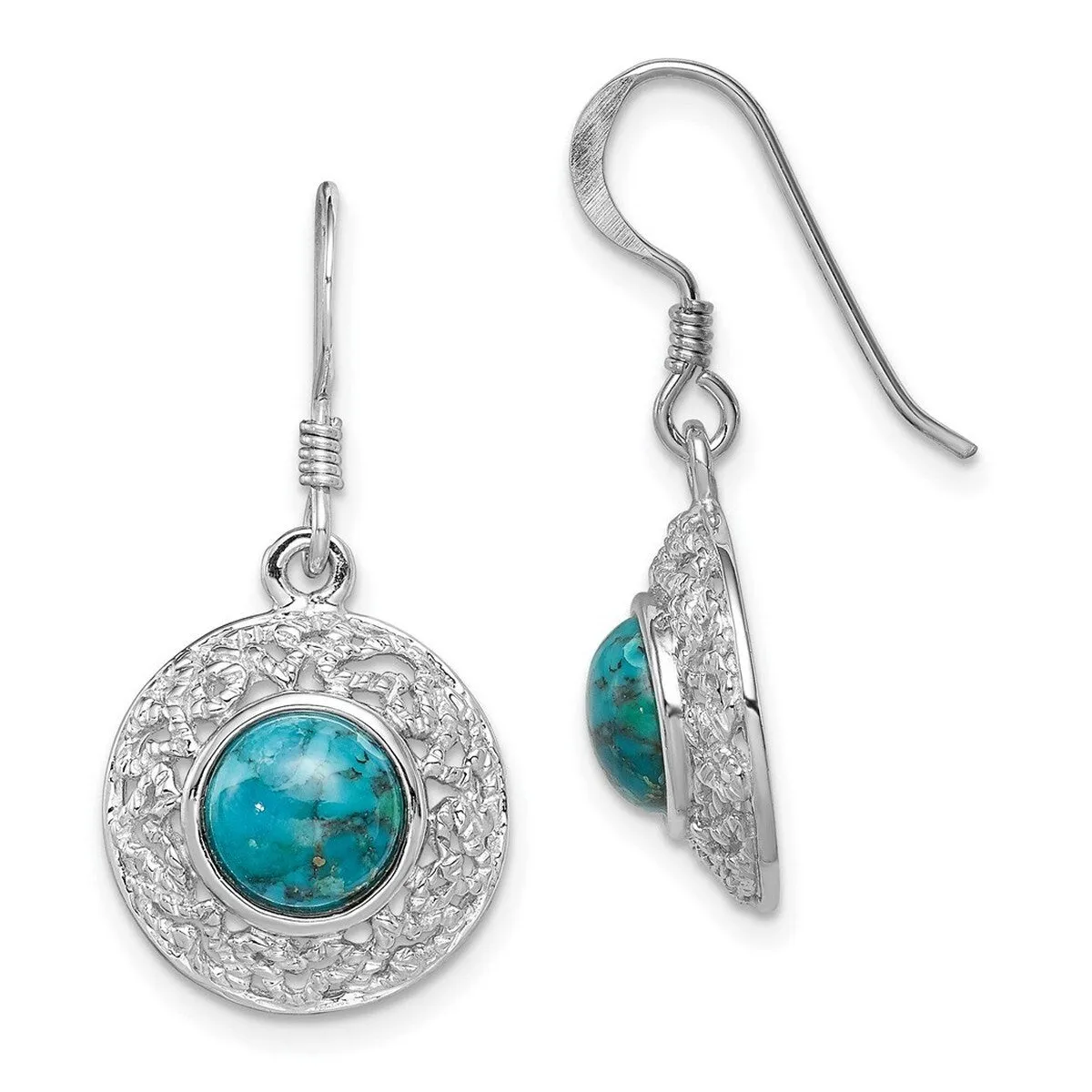 Curata 925 Sterling Silver Rhodium Plated Simulated Turquoise Hook Earrings - 30x15mm sold by Zulily product image thumbnail 5