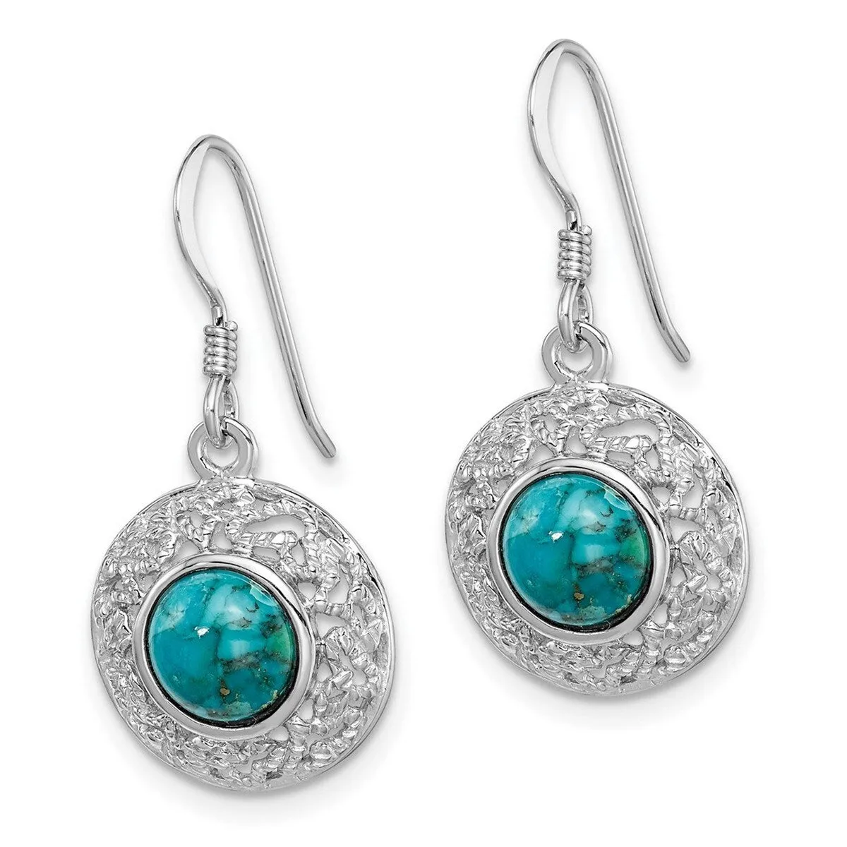 Curata 925 Sterling Silver Rhodium Plated Simulated Turquoise Hook Earrings - 30x15mm sold by Zulily product image thumbnail 2