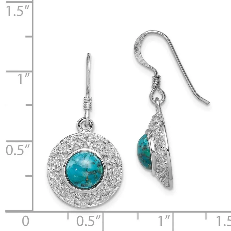 Curata 925 Sterling Silver Rhodium Plated Simulated Turquoise Hook Earrings - 30x15mm sold by Zulily