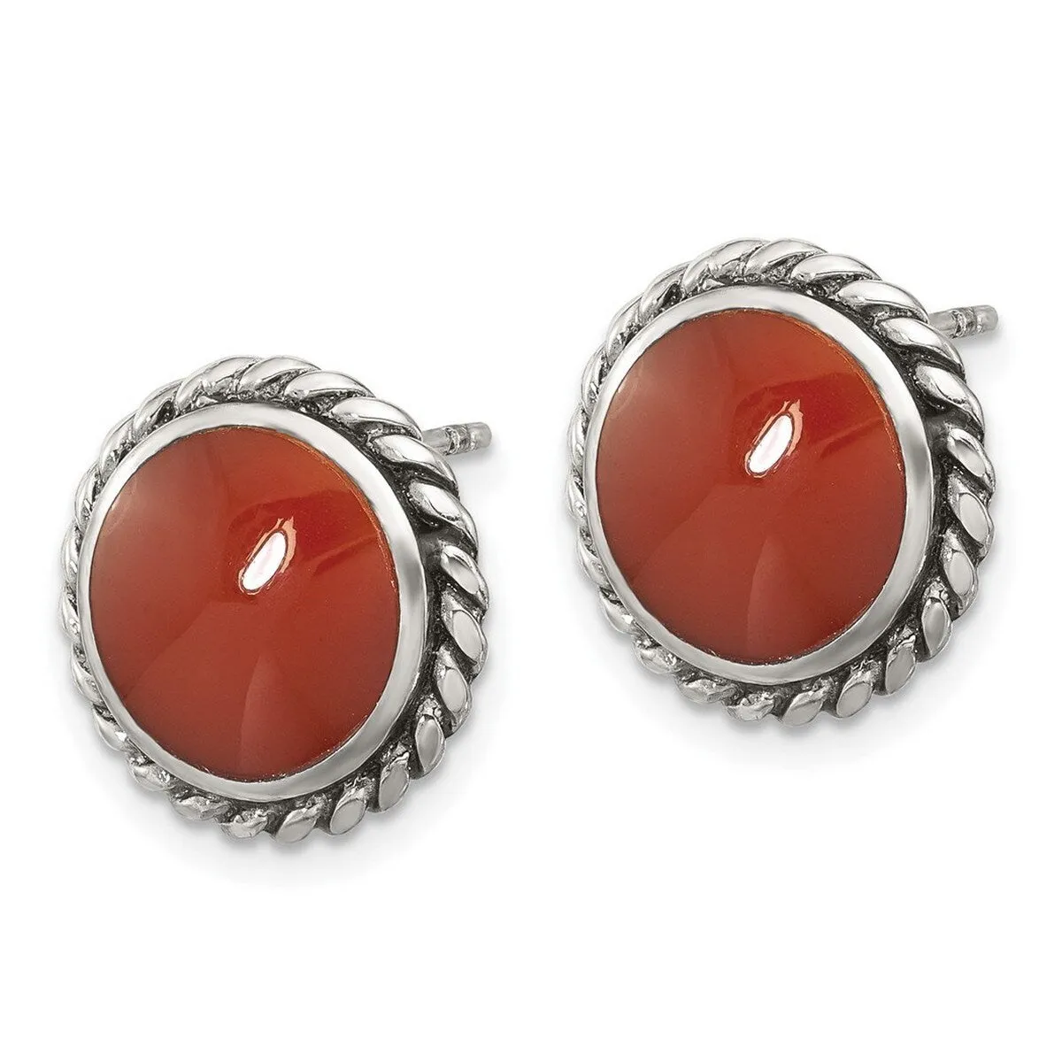 Curata 925 Sterling Silver Oxidize and Polished Carnelian Post Earrings - 15x15mm sold by Zulily product image thumbnail 2