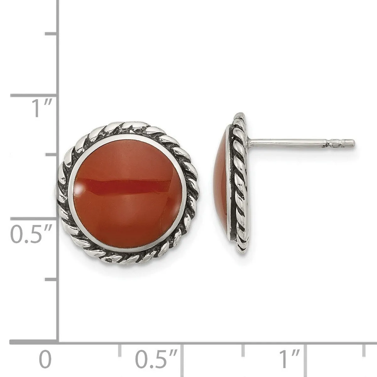 Curata 925 Sterling Silver Oxidize and Polished Carnelian Post Earrings - 15x15mm sold by Zulily product image thumbnail 5