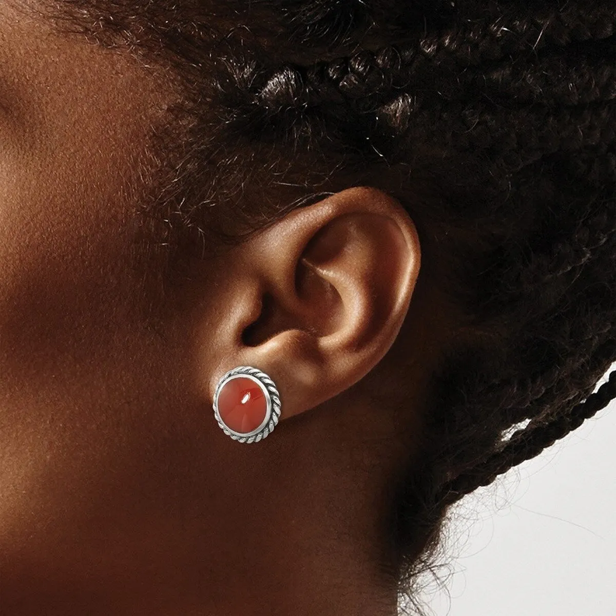 Curata 925 Sterling Silver Oxidize and Polished Carnelian Post Earrings - 15x15mm sold by Zulily product image thumbnail 3