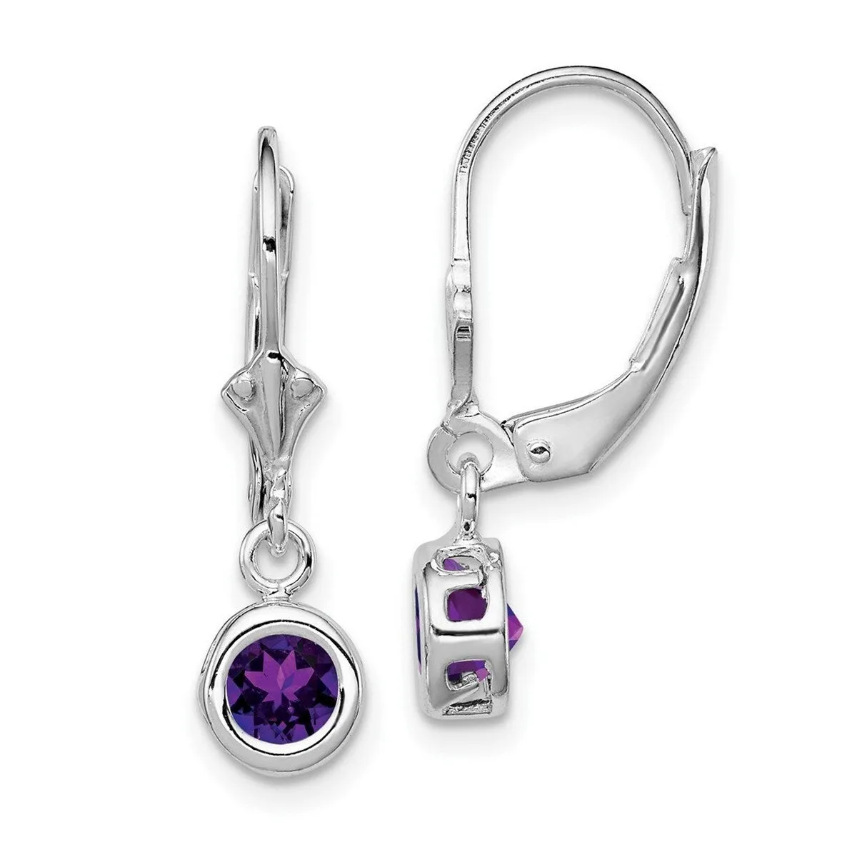 Curata 925 Sterling Silver Bezel Round Amethyst Leverback Earrings - 26x6mm sold by Zulily product image thumbnail 5